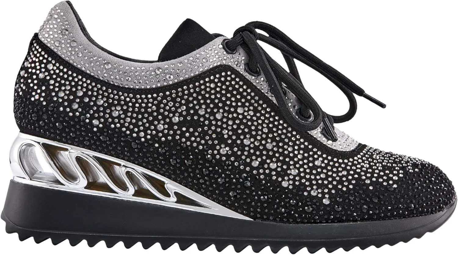 Jackpot Glitz Fashion Athletic Sneaker On A Spring Look Wedge