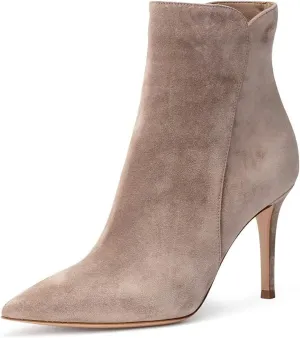 JANSEVEN Women's Heeled Ankle Boots Stiletto High Heel Booties Pointed Toe Comfortable Sexy Classic Short Boots