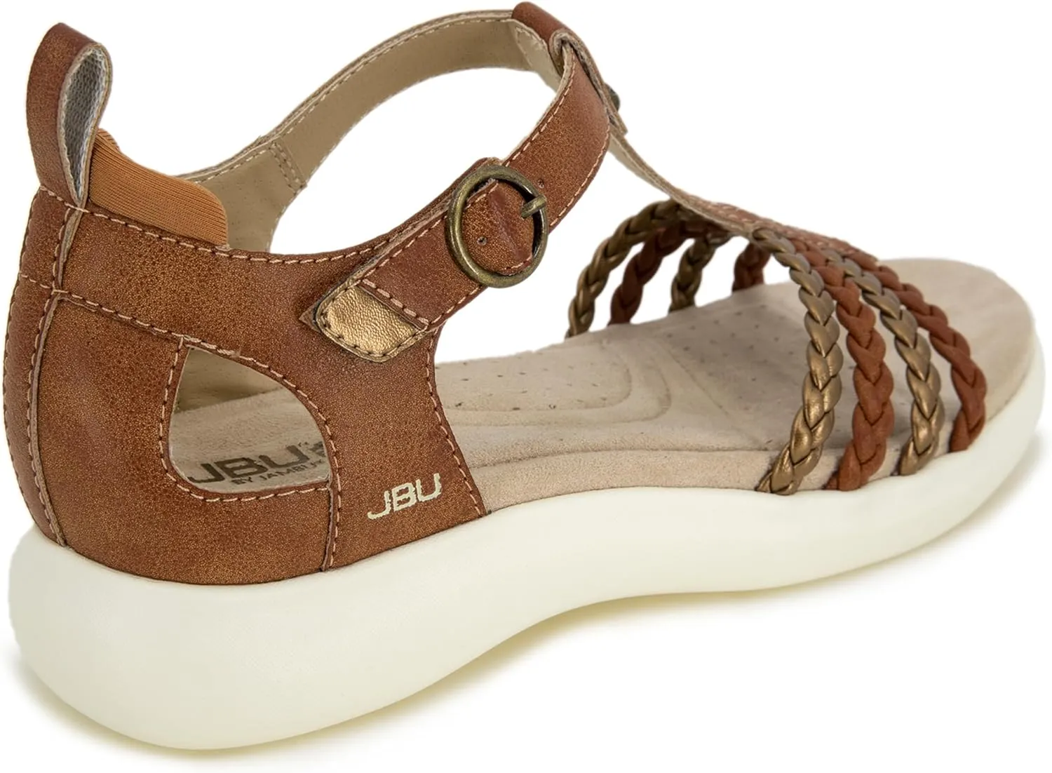 JBU Prague Women's Comfort Casual Adjustable Ankle Strap Flat Open Toe Classic Fashion Sandals