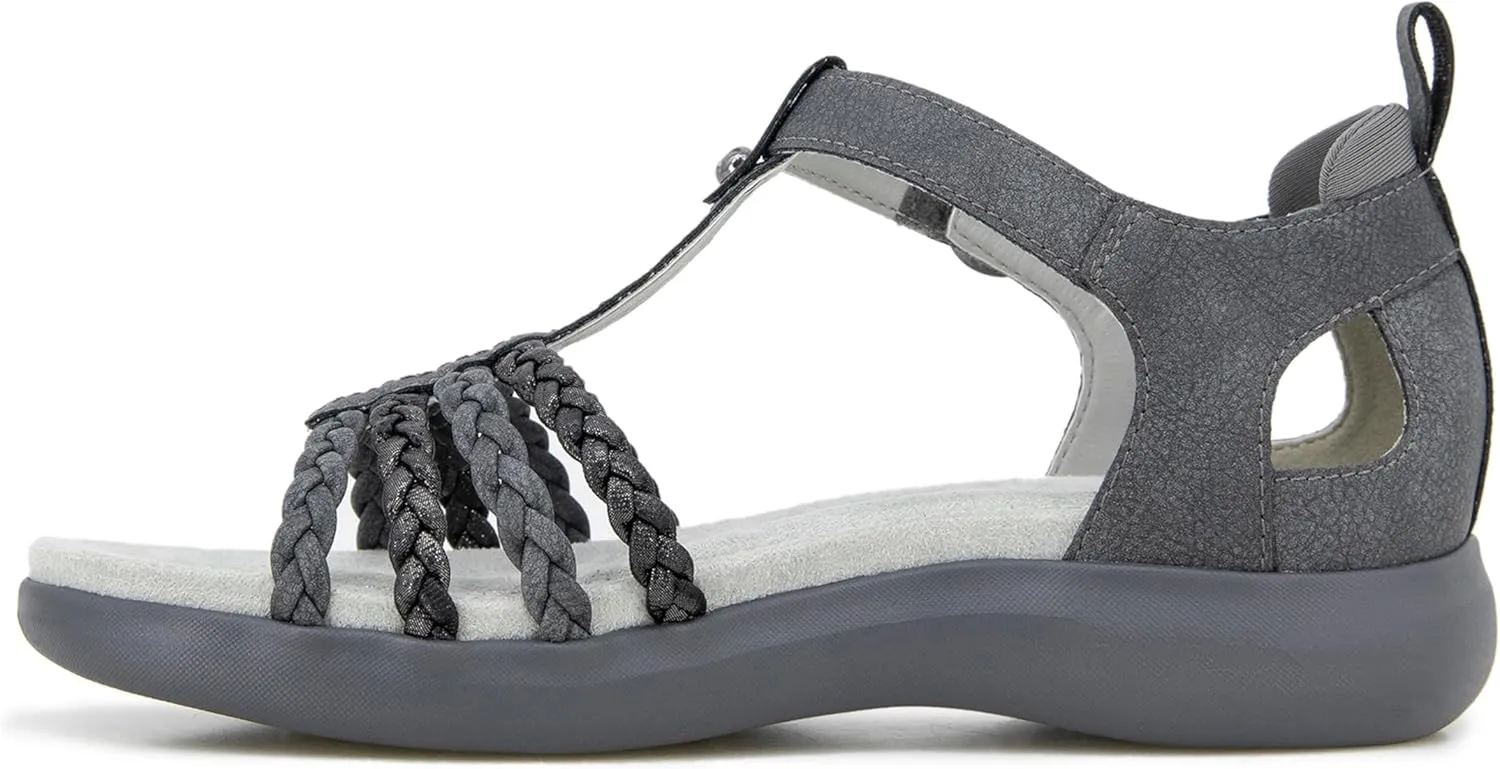 JBU Prague Women's Comfort Casual Adjustable Ankle Strap Flat Open Toe Classic Fashion Sandals