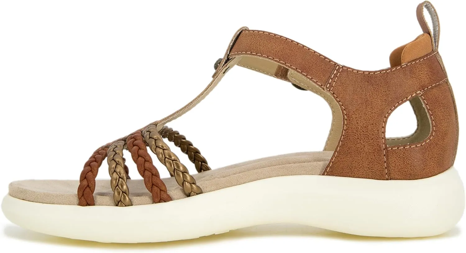 JBU Prague Women's Comfort Casual Adjustable Ankle Strap Flat Open Toe Classic Fashion Sandals
