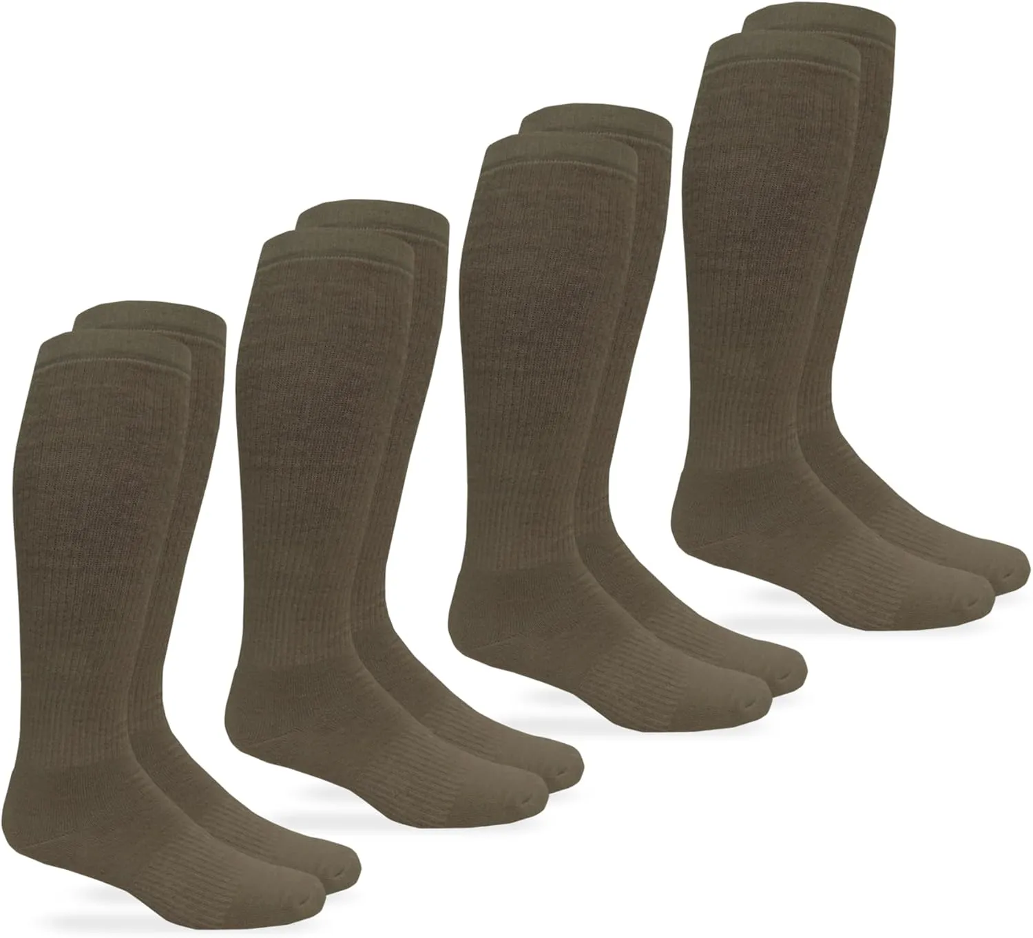 Jefferies Socks Mens Military Ultra-Dri Padded Cushion Combat Boot Over the Calf Socks 4 Pair Pack
