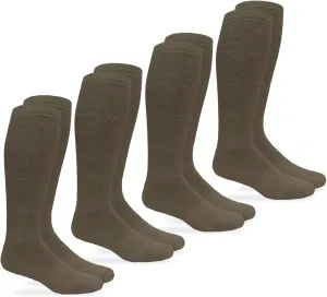 Jefferies Socks Mens Military Ultra-Dri Padded Cushion Combat Boot Over the Calf Socks 4 Pair Pack