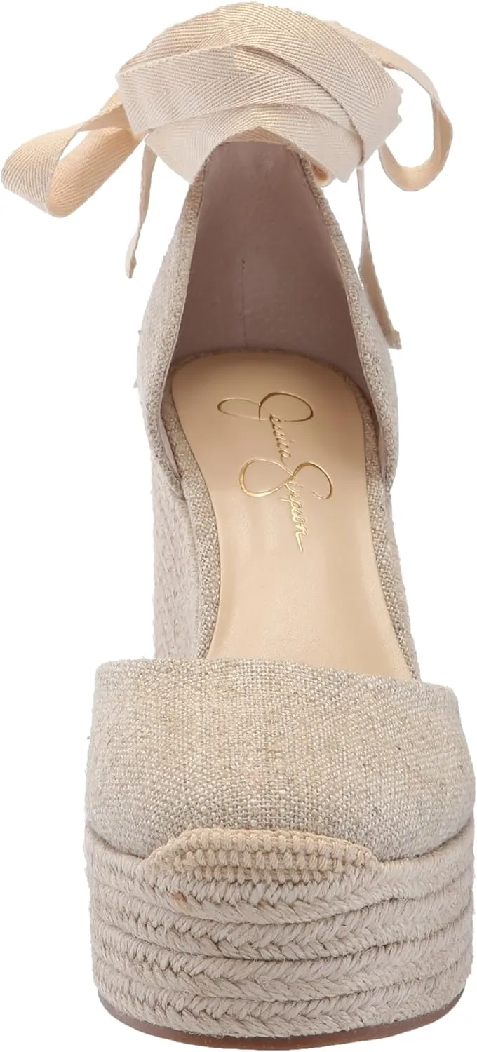 Jessica Simpson Womens WEYLA Cushioned Footbed Canvas Wedge Sandals