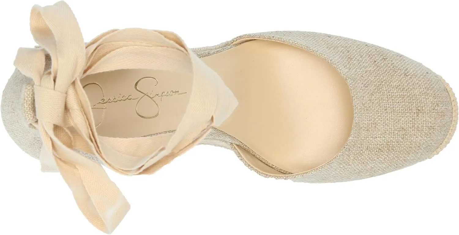 Jessica Simpson Womens WEYLA Cushioned Footbed Canvas Wedge Sandals