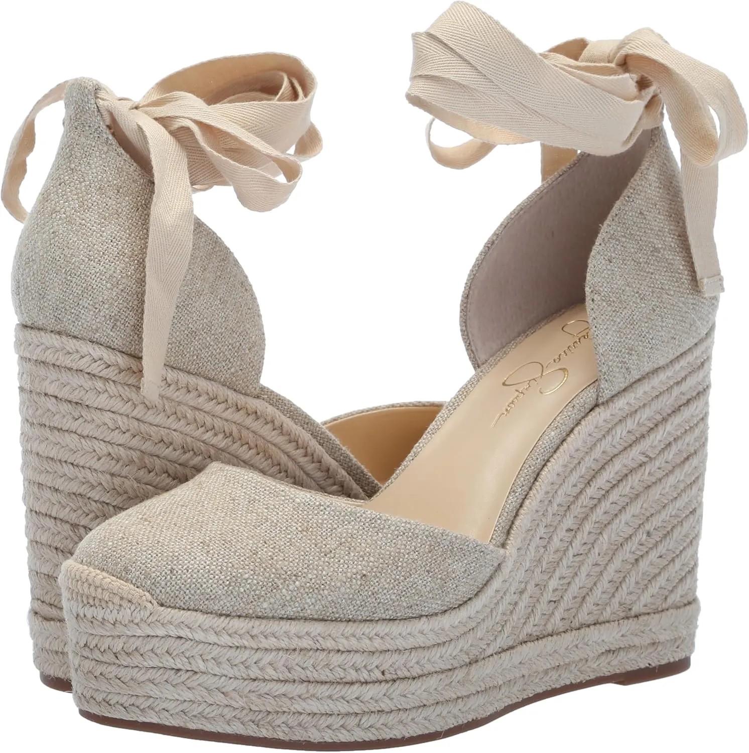 Jessica Simpson Womens WEYLA Cushioned Footbed Canvas Wedge Sandals
