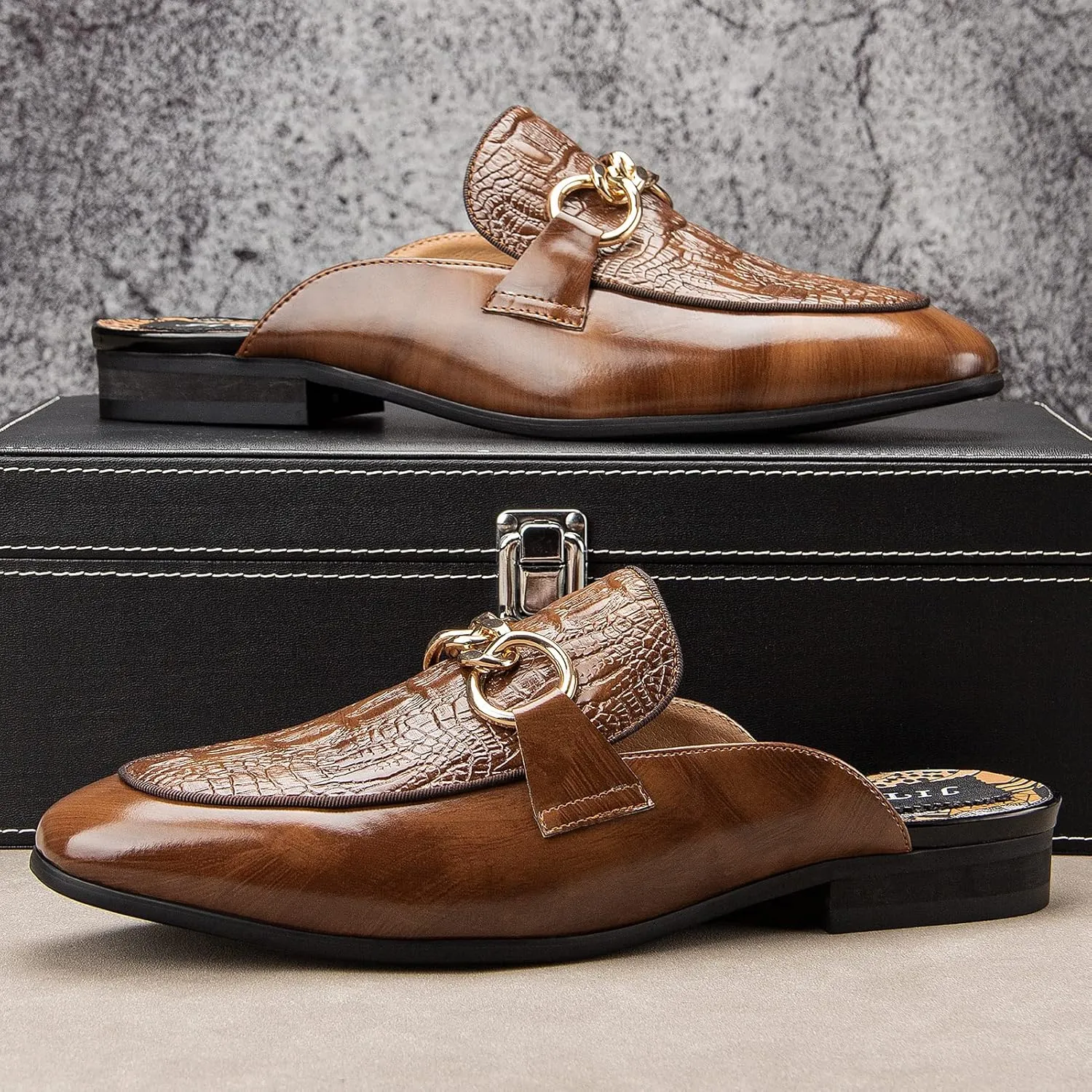 JITAI Men's Mules - Slip-On Loafers, Casual Half Loafers, Backless Sandals