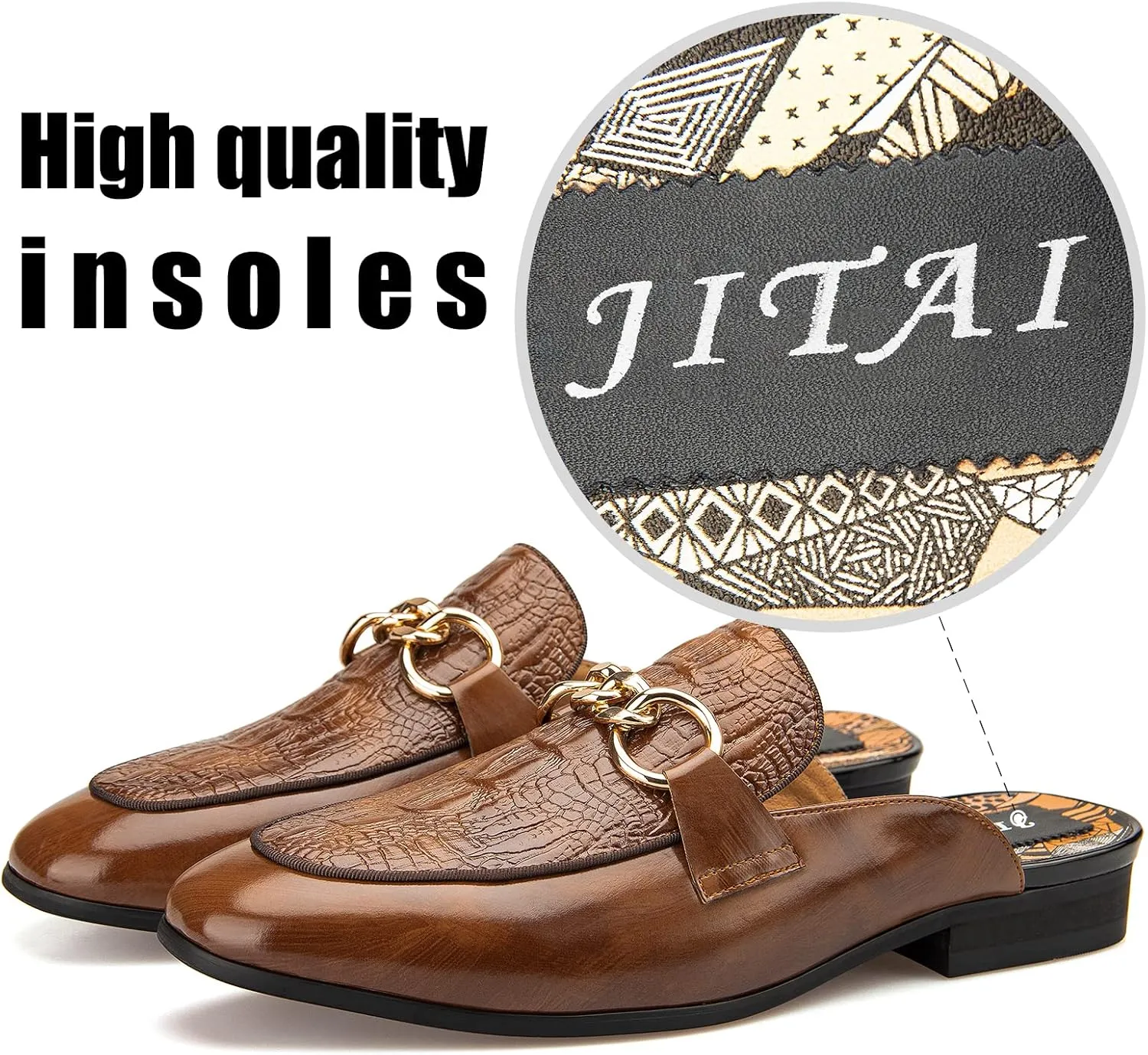 JITAI Men's Mules - Slip-On Loafers, Casual Half Loafers, Backless Sandals