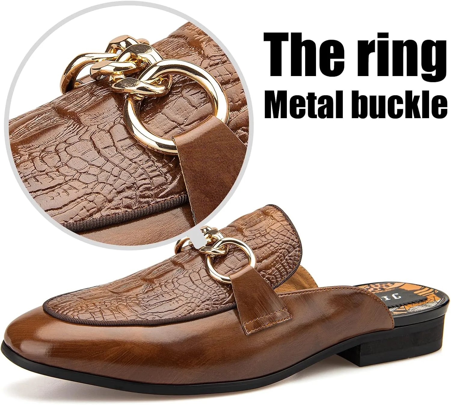 JITAI Men's Mules - Slip-On Loafers, Casual Half Loafers, Backless Sandals