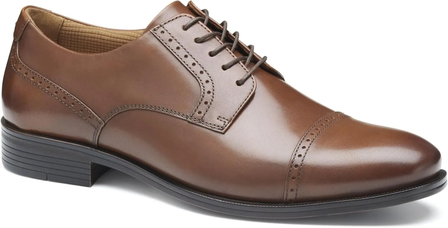 Johnston & Murphy Reeve Cap Toe Shoes, Men's Leather Shoes for Work & Casual Wear, Comfortable Shoes for Men