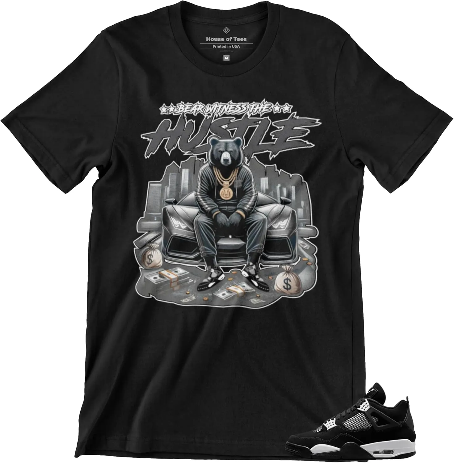 Jordan 4 White Thunder Men's T Shirt to Match Sneakers