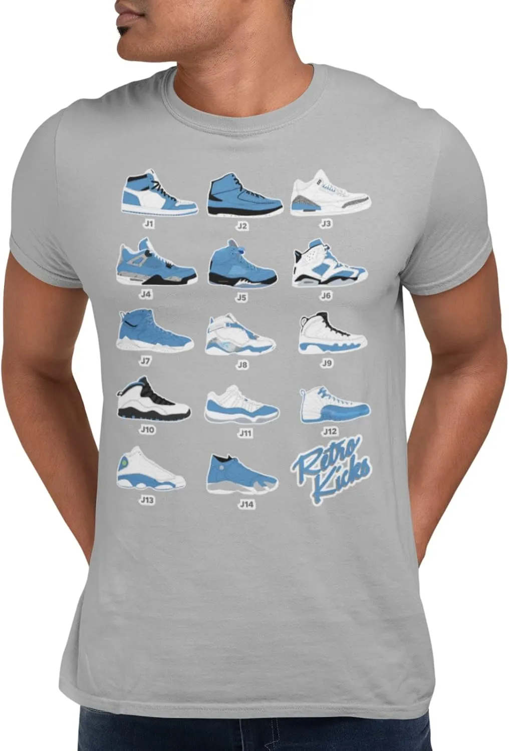 Jordan Retro Sneakers University Blue Image T Shirt to Match, Tee to Match Jordans 1 2 3 4 5 6 11 12 13