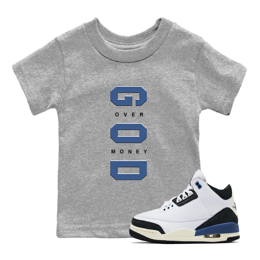 Jordan SNRT Money Maniere God Sneaker Kids x Tees 3 Ma Over - A Air Special edition Diffused Protected Blue