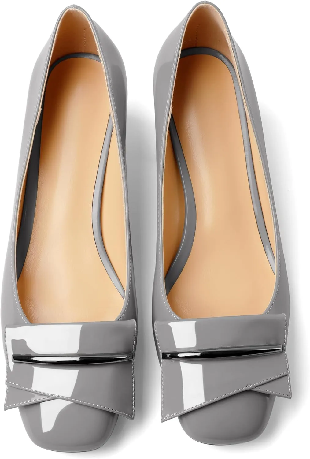 Joseywade Women Low Block Chunky Heel Pumps Slip On 2 Inches Closed Square Toe Comfort Shoes