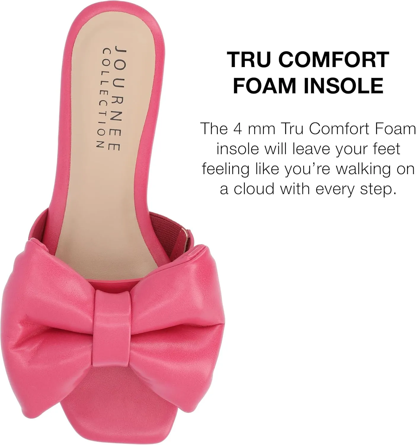 Journee Womens Bow Knot Flat Open Square Toe Dressy Sandal Fayre Comfort Slip On Slide Shoes