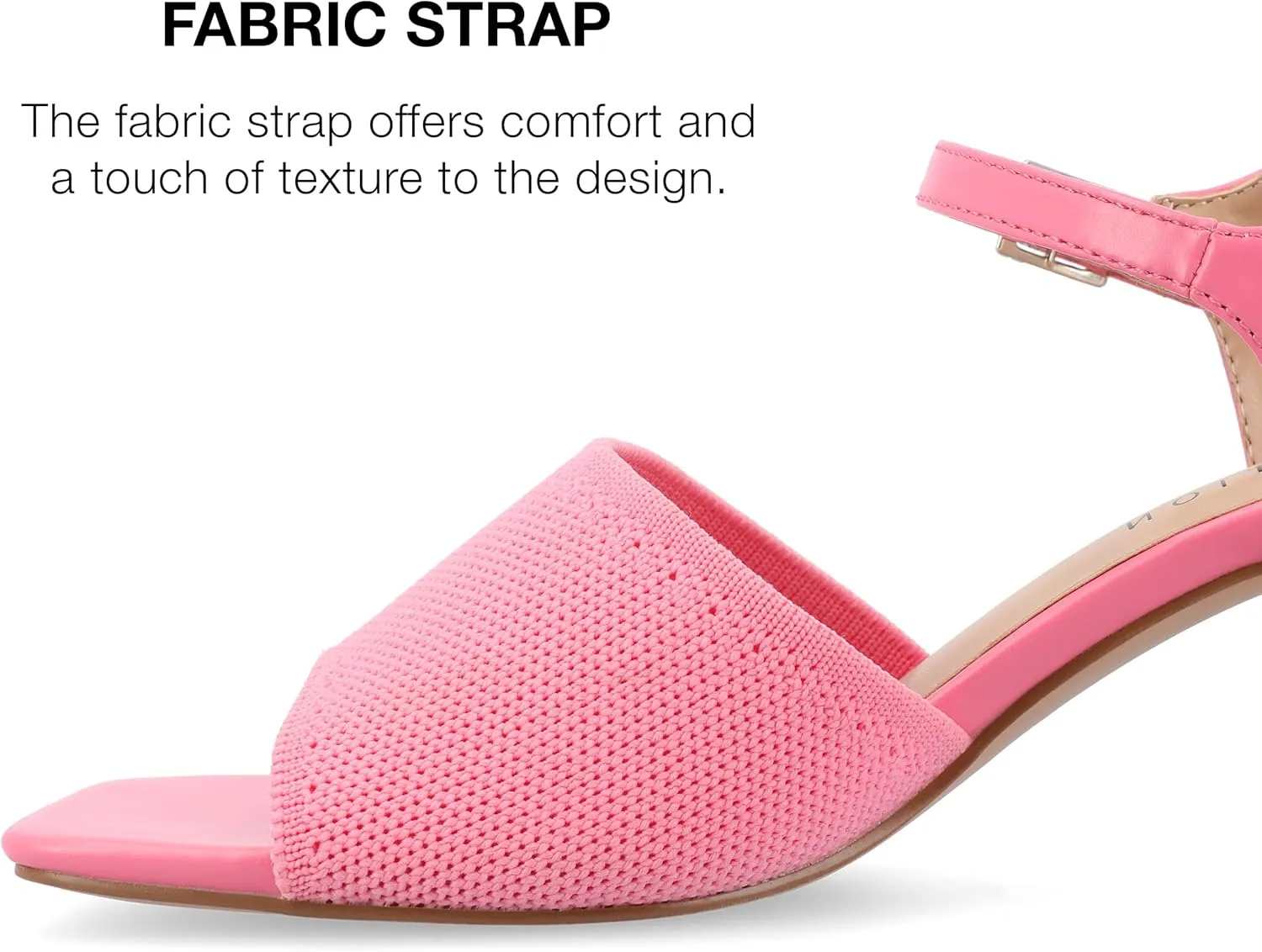 Journee Womens Knit Buckle Ankle Strap Covered Block Heel Open Square Toe Evylinn Comfort Foam Sandals