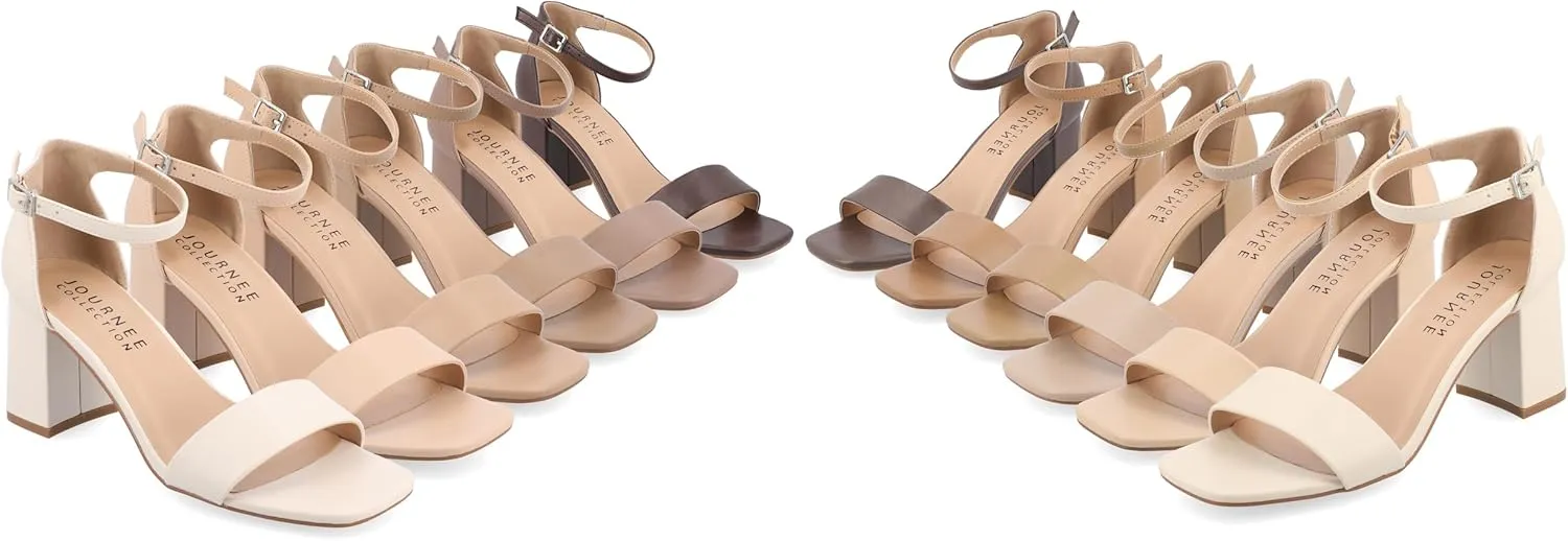 Journee Women's Valenncia SuperNatural Shades Tru Comfort Foam Open Square Toe Ankle Strap Sandals