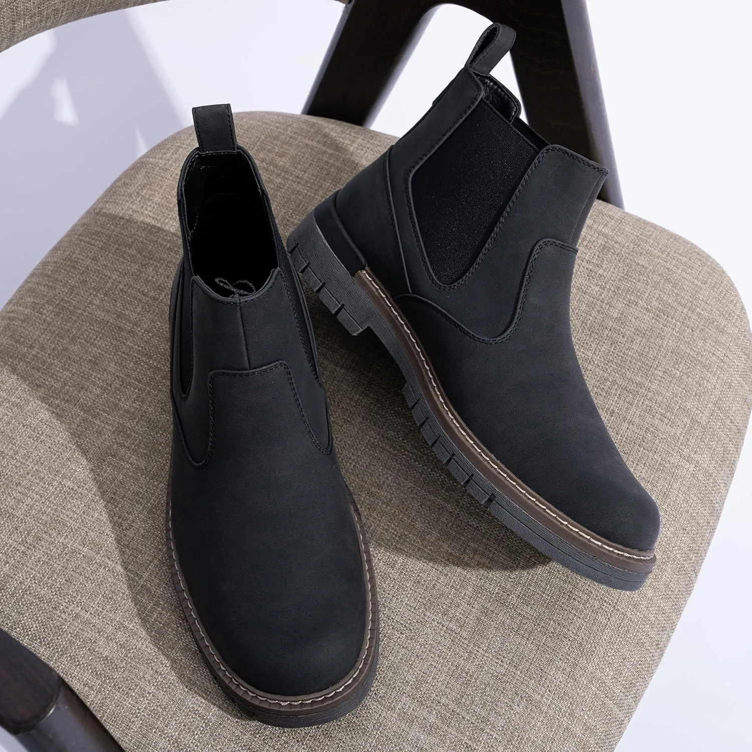 Jousen Mens Boots Retro Chelsea Boots Mens Casual Slip On Boots for Men