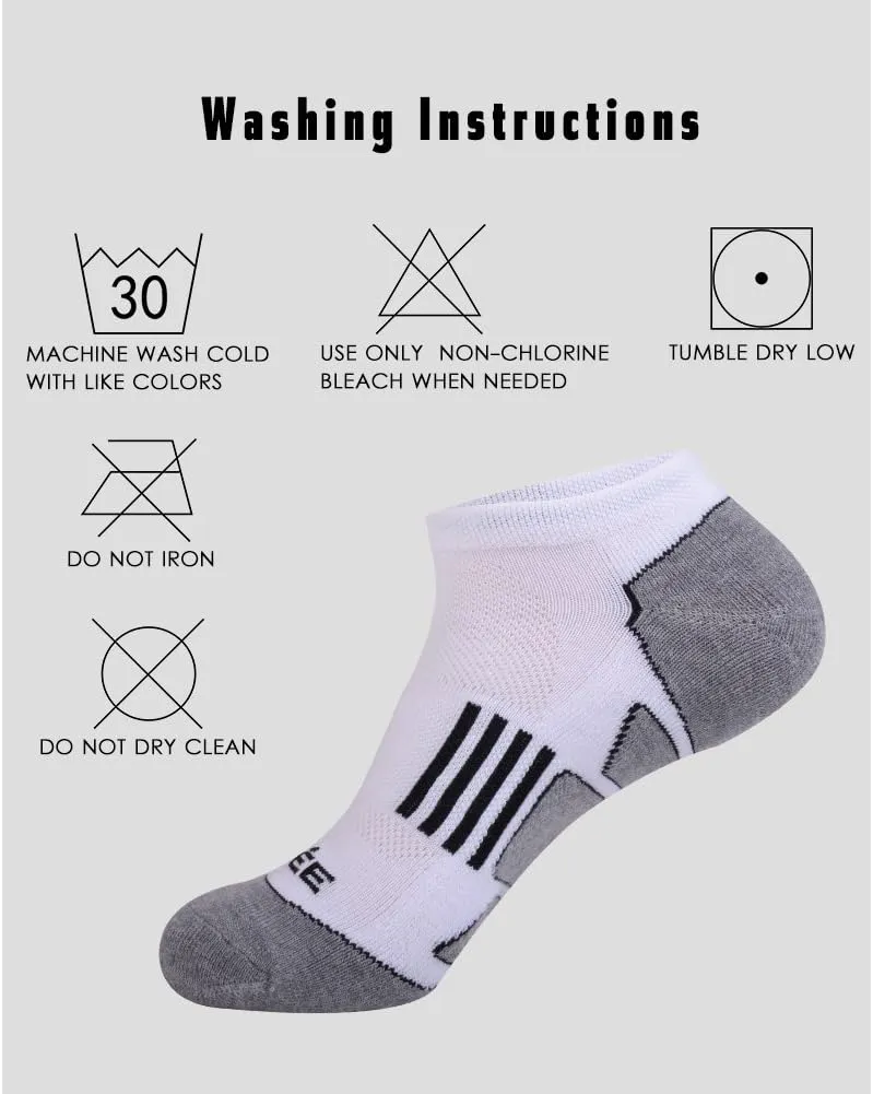 JOYNÉE Men's 6 Pack Athletic No Show Performance Cushioned Low Cut Running Socks