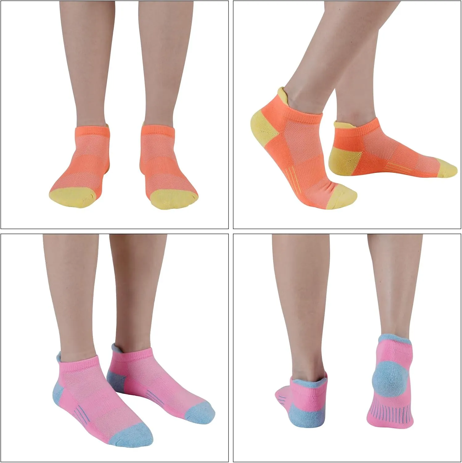 JOYNÉE Womens Ankle Athletic Low Cut Tab Socks Cushioned Running Sports 6 Pack