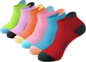 JOYNÉE Womens Ankle Athletic Low Cut Tab Socks Cushioned Running Sports 6 Pack