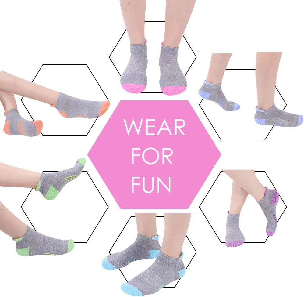 JOYNÉE Womens Ankle Athletic Low Cut Tab Socks Cushioned Running Sports 6 Pack