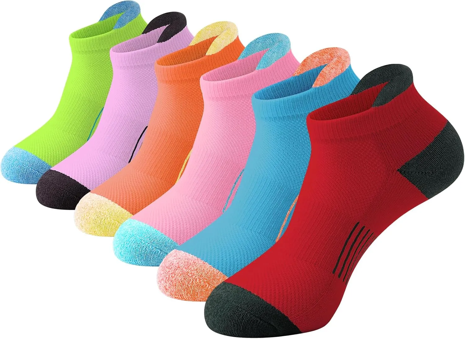 JOYNÉE Womens Ankle Athletic Low Cut Tab Socks Cushioned Running Sports 6 Pack