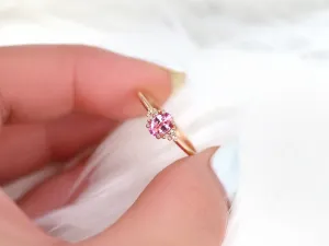 Juniper 6x4mm 14kt Rose Gold Pink Sapphire Diamonds Oval Cluster Stone Ring