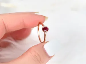 Juniper 6x4mm 14kt Rose Gold Ruby Diamond Cluster Ring
