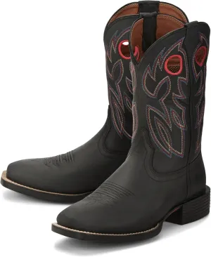 Justin Bowline 11" Cowboy Boots for Men - Square Toe Full-Grain Leather Western Boots for Men with Oil- and Slip-Resistant Rubber Outsole