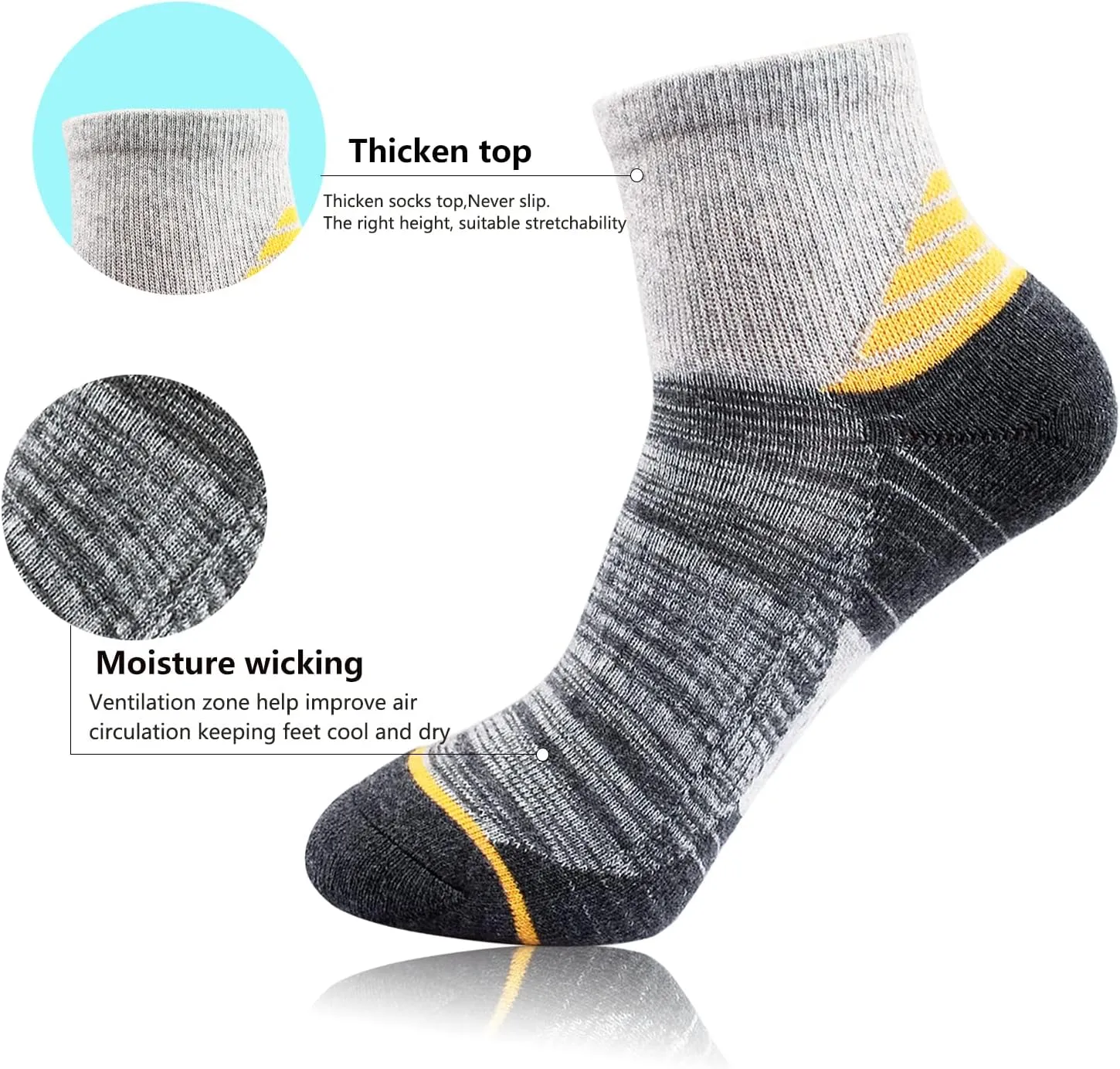 J.WMEET Women's Athletic Ankle Socks Quarter Cushioned Running Socks Hiking Performance Sport Cotton Socks 6 Pack