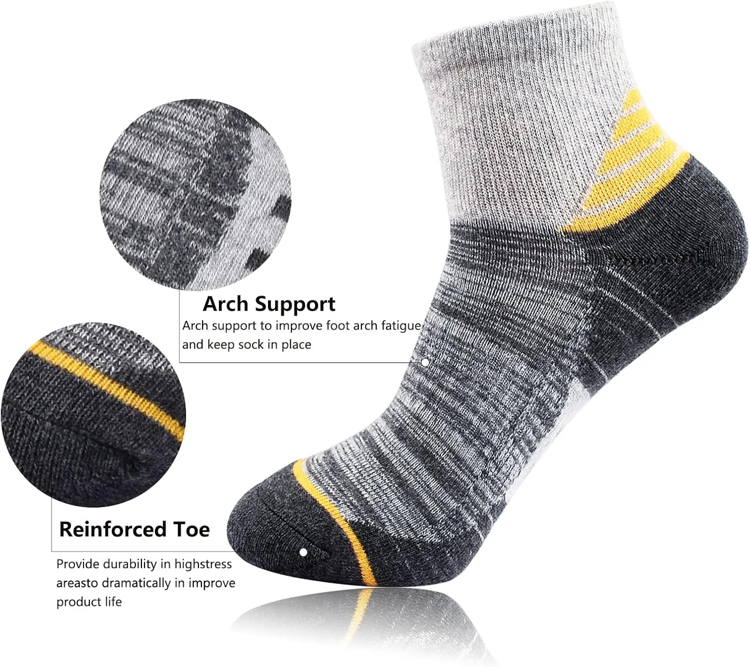 J.WMEET Women's Athletic Ankle Socks Quarter Cushioned Running Socks Hiking Performance Sport Cotton Socks 6 Pack