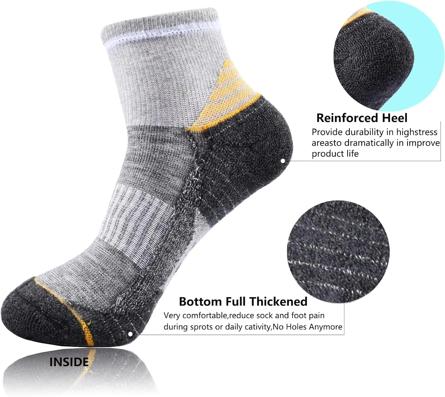 J.WMEET Women's Athletic Ankle Socks Quarter Cushioned Running Socks Hiking Performance Sport Cotton Socks 6 Pack