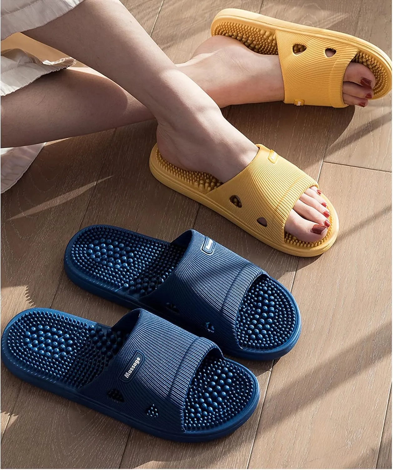 KAMWD Slippers for Men Indoor Outdoor Massage Slippers Arch Support Slippers Women Reflexology & Acupressure Massagers Sandal, Shower Bathroom House Open Toe Slippers