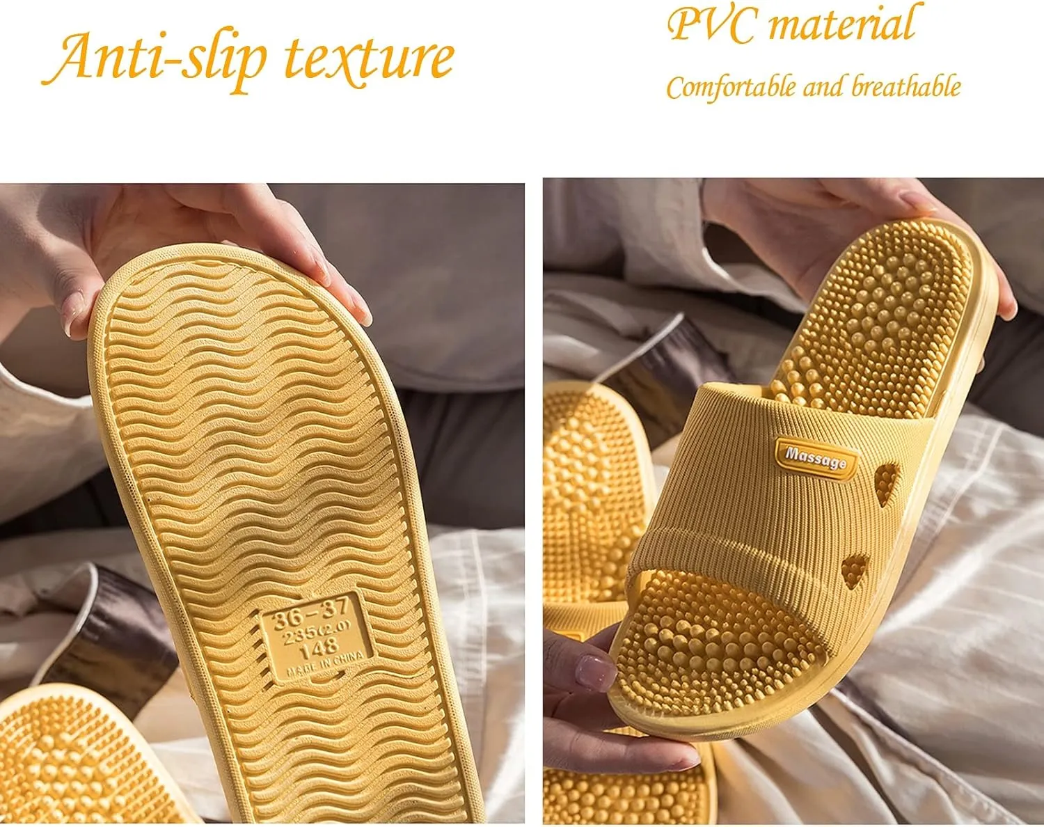KAMWD Slippers for Men Indoor Outdoor Massage Slippers Arch Support Slippers Women Reflexology & Acupressure Massagers Sandal, Shower Bathroom House Open Toe Slippers