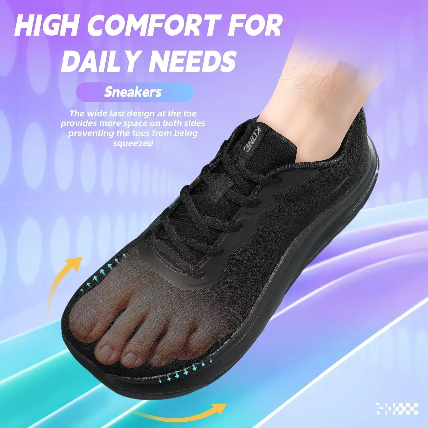 KDN Wide Toe Box Shoes for Men Cushioned Road Running Shoes Non Slip Mens Walking Sneakers