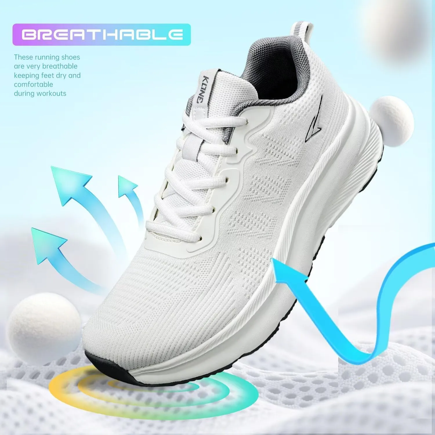 KDN Wide Toe Box Shoes for Men Cushioned Road Running Shoes Non Slip Mens Walking Sneakers