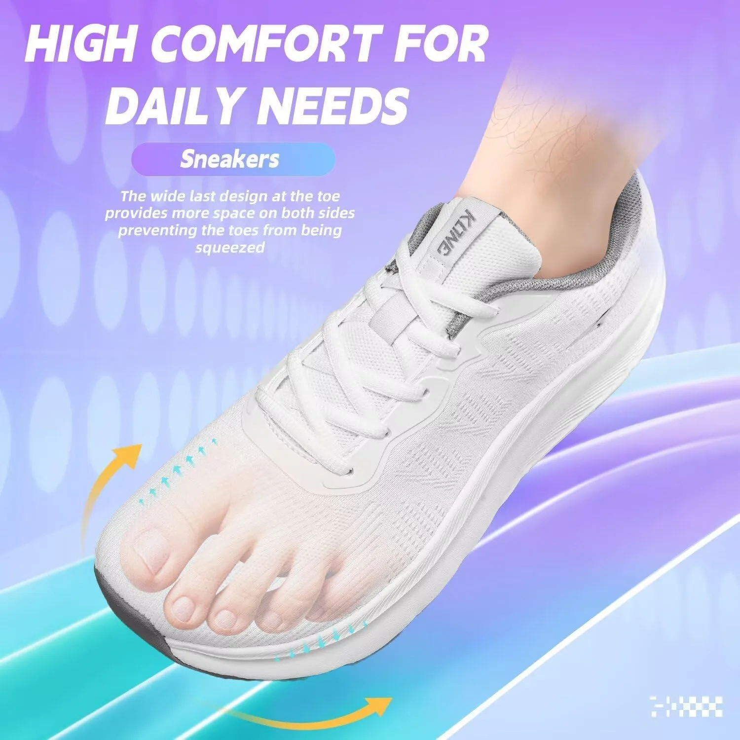 KDN Wide Toe Box Shoes for Men Cushioned Road Running Shoes Non Slip Mens Walking Sneakers