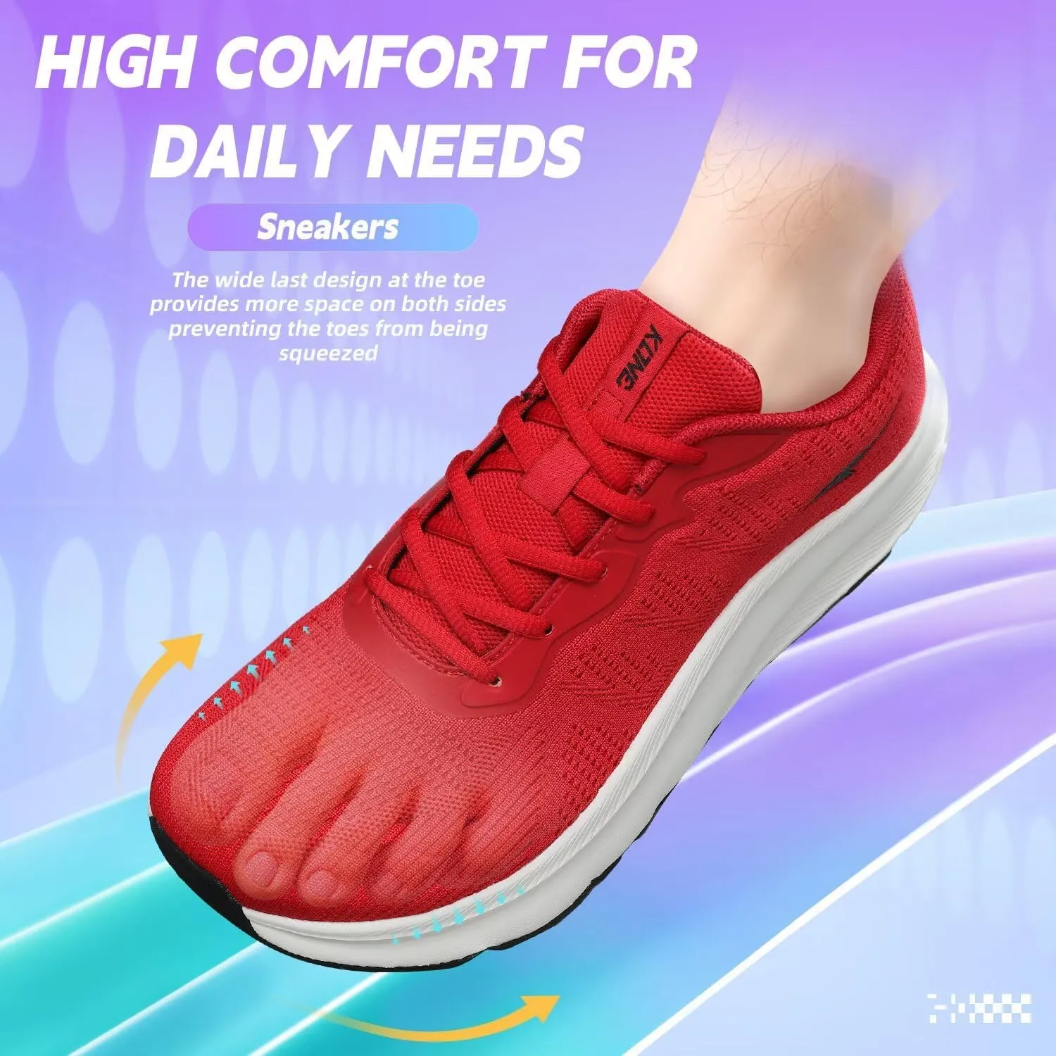 KDN Wide Toe Box Shoes for Men Cushioned Road Running Shoes Non Slip Mens Walking Sneakers