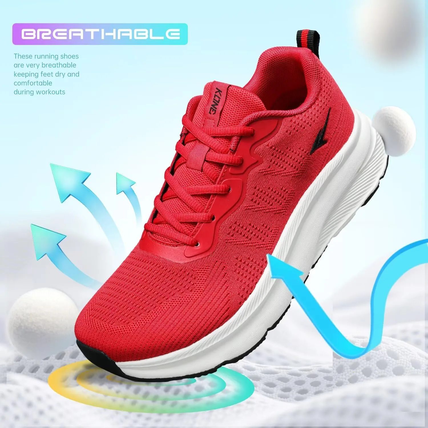 KDN Wide Toe Box Shoes for Men Cushioned Road Running Shoes Non Slip Mens Walking Sneakers
