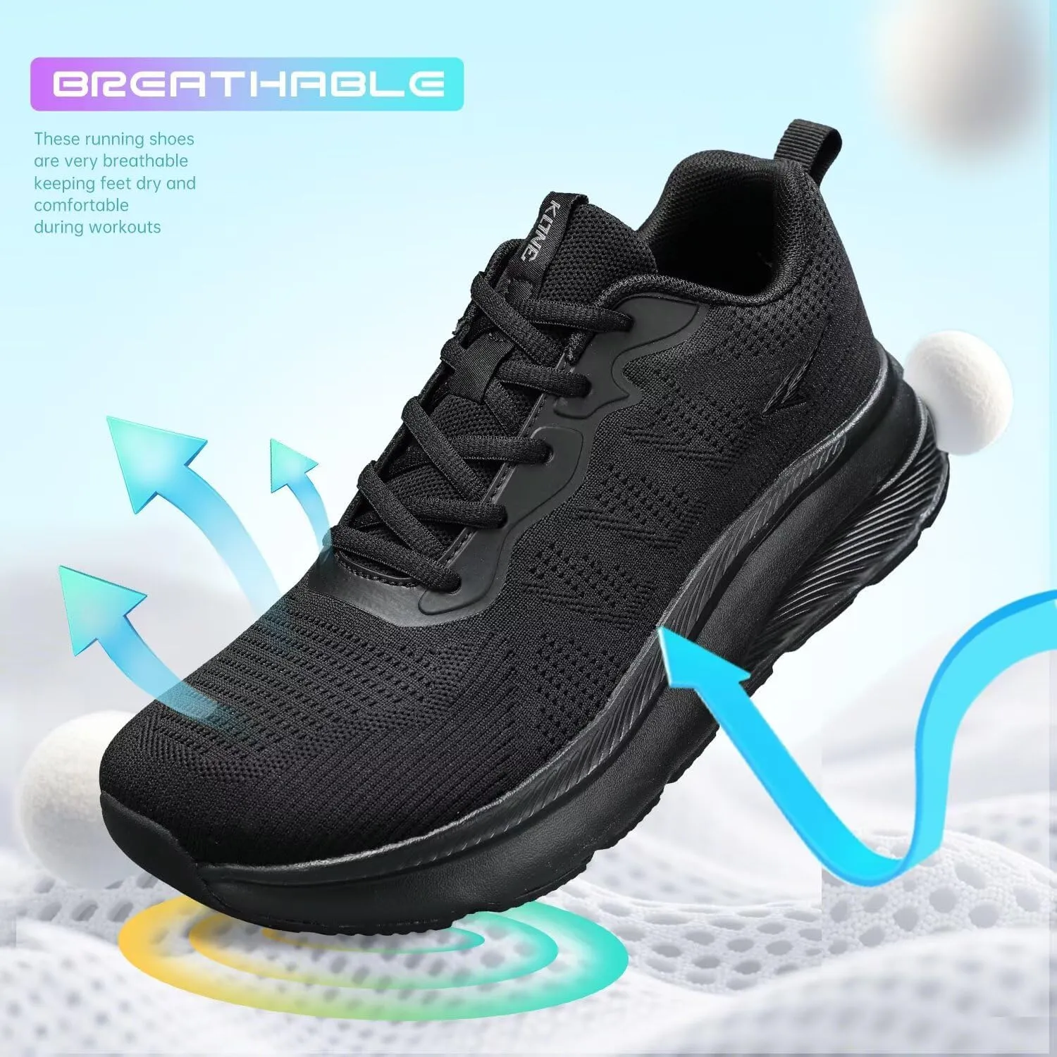 KDN Wide Toe Box Shoes for Men Cushioned Road Running Shoes Non Slip Mens Walking Sneakers