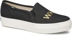 Keds Women's Triple Decker Leather Fashion Sneaker, Black, 8.5