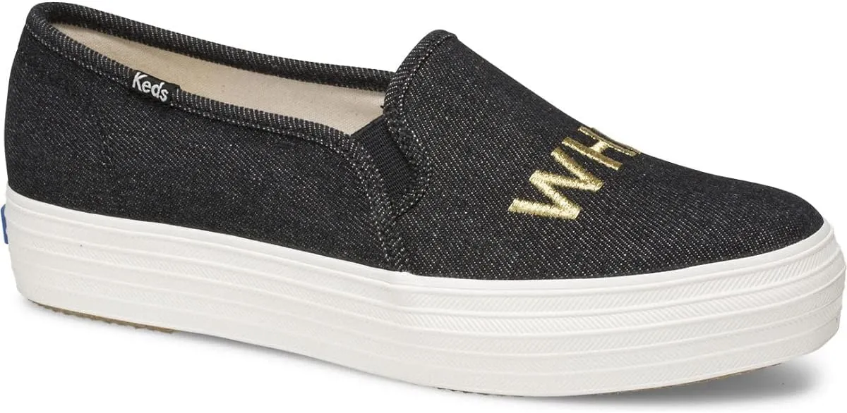 Keds Women's Triple Decker Leather Fashion Sneaker, Black, 8.5
