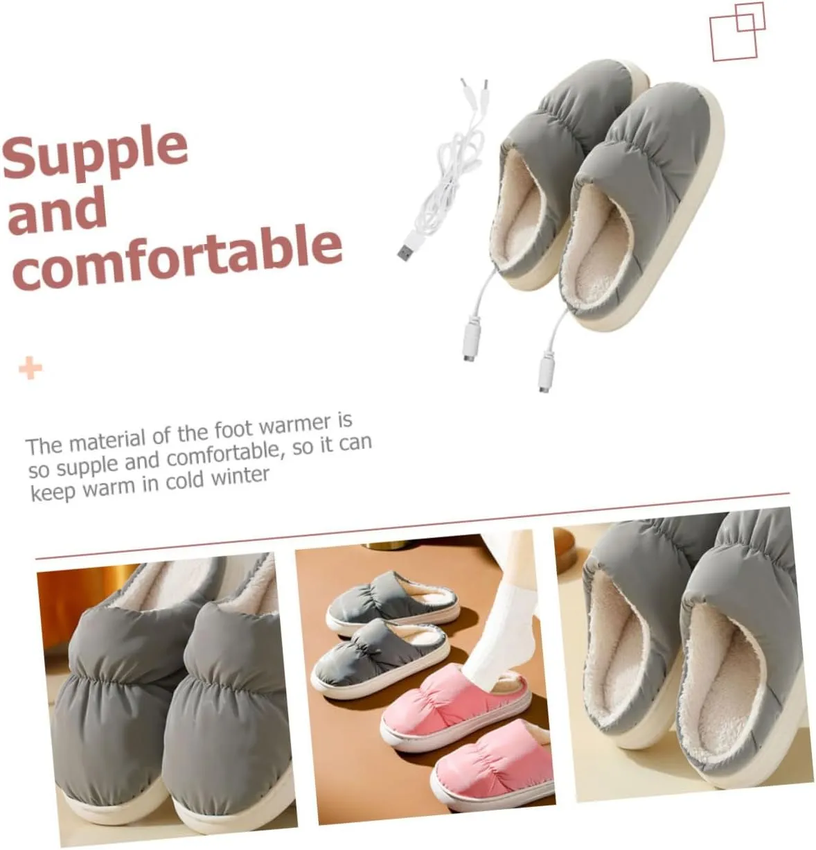 KESYOO 1 Pair Foot Warming Shoes Electric Feet Warmer Slippers Warmer Electric Slipper Socks Winter