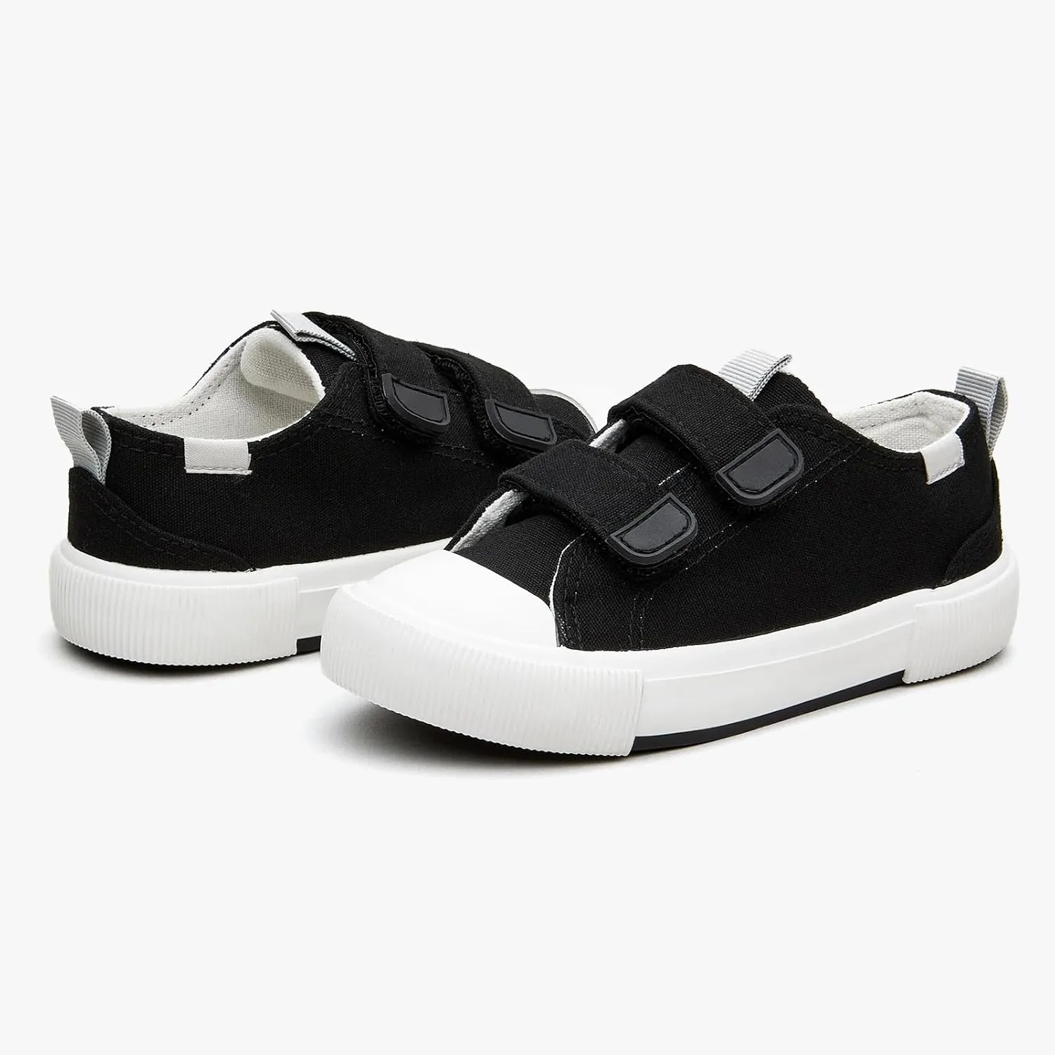 Kids Low Top Canvas Sneaker with Adjustable Hook and Loop Straps