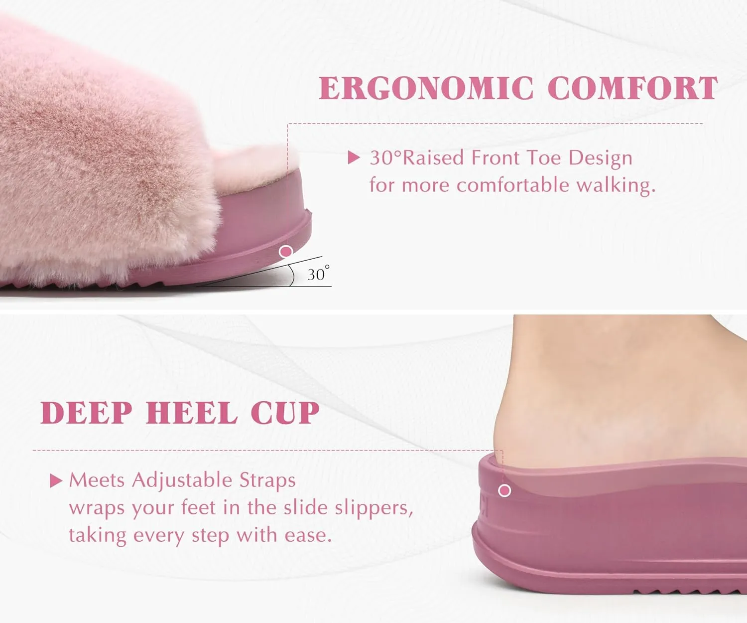 KuaiLu Women's Orthotic Slippers With Arch Support Soft Cushion Sandal Slippers for Woman Ladies Fashion Open Toe Faux Fur Platform Slipper Indoor Outdoor Size 6~12
