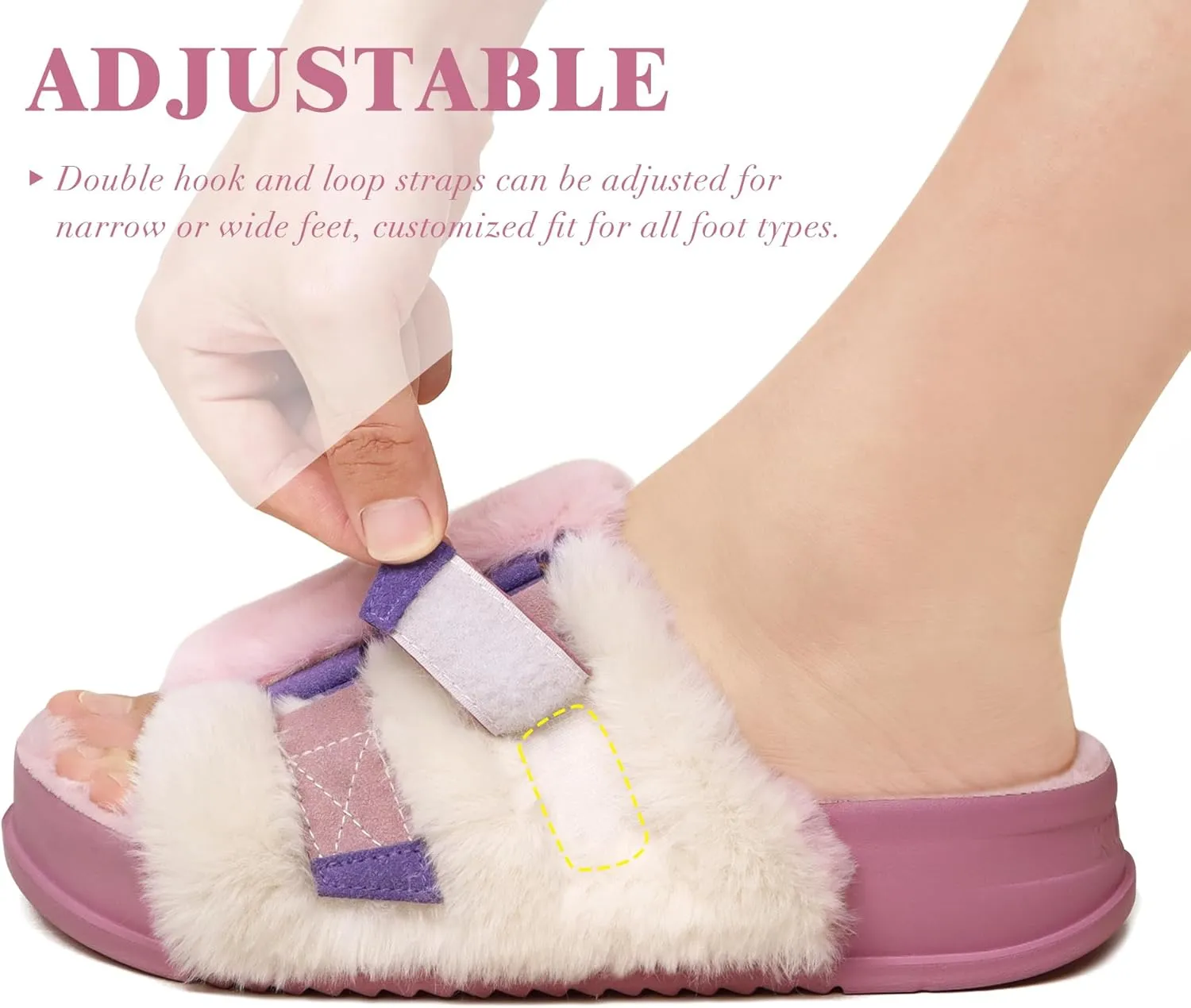 KuaiLu Women's Orthotic Slippers With Arch Support Soft Cushion Sandal Slippers for Woman Ladies Fashion Open Toe Faux Fur Platform Slipper Indoor Outdoor Size 6~12
