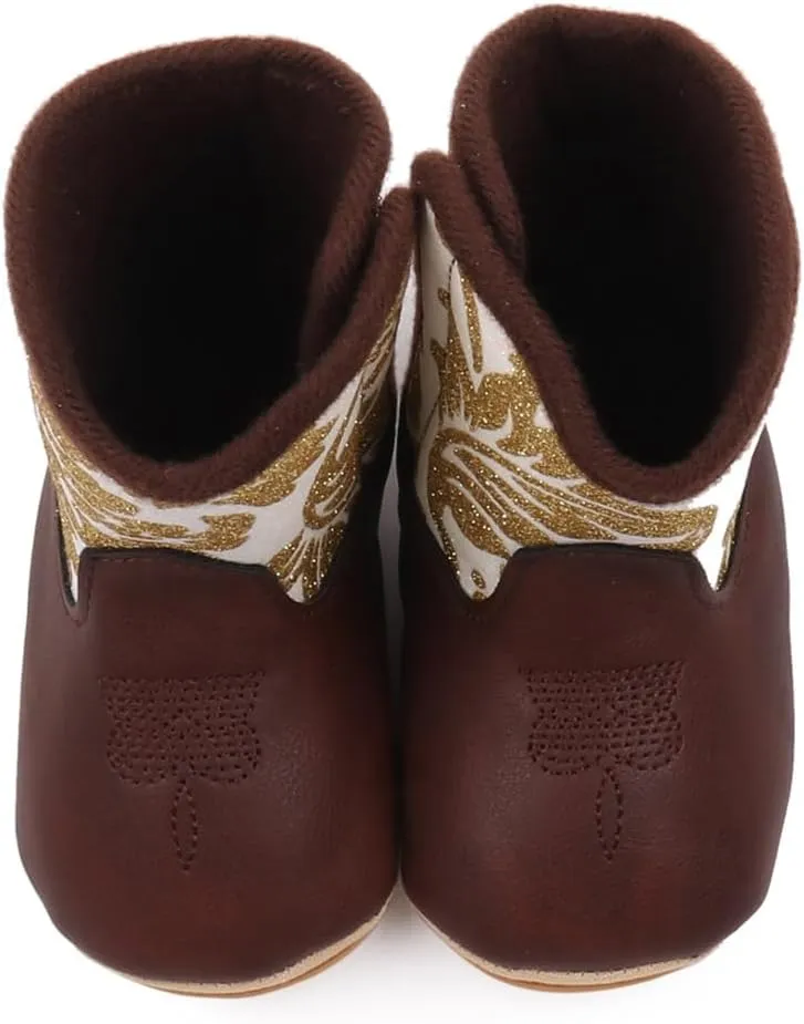 Kuner Baby Cowboy Boots Western Boots Toddler Cowboy Bootie Soft Sole Non-Slip Crib Shoes for Infant Boys Girls0-18 Months