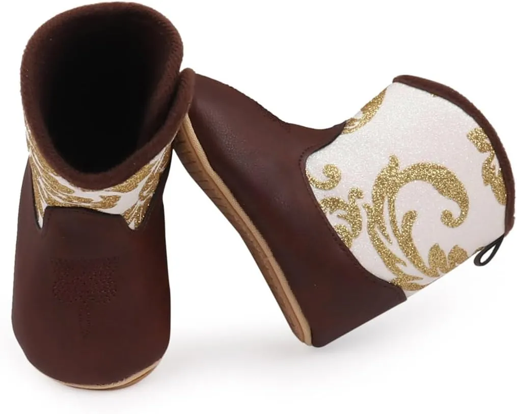 Kuner Baby Cowboy Boots Western Boots Toddler Cowboy Bootie Soft Sole Non-Slip Crib Shoes for Infant Boys Girls0-18 Months