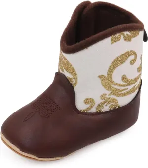 Kuner Baby Cowboy Boots Western Boots Toddler Cowboy Bootie Soft Sole Non-Slip Crib Shoes for Infant Boys Girls0-18 Months